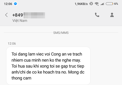 Tin nhắn của ông Hoàng Ngọc gửi VnExpress. Ảnh: Anh Tú