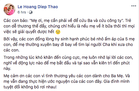 Trong khi ông Đặng Lê Nguyên Vũ năm lần bảy lượt xin đừng lôi các con vào cuộc, bà Lê Hoàng Diệp Thảo vẫn tiếp tục viết status các con bảo, các con đồng lòng hy sinh - Ảnh 5.