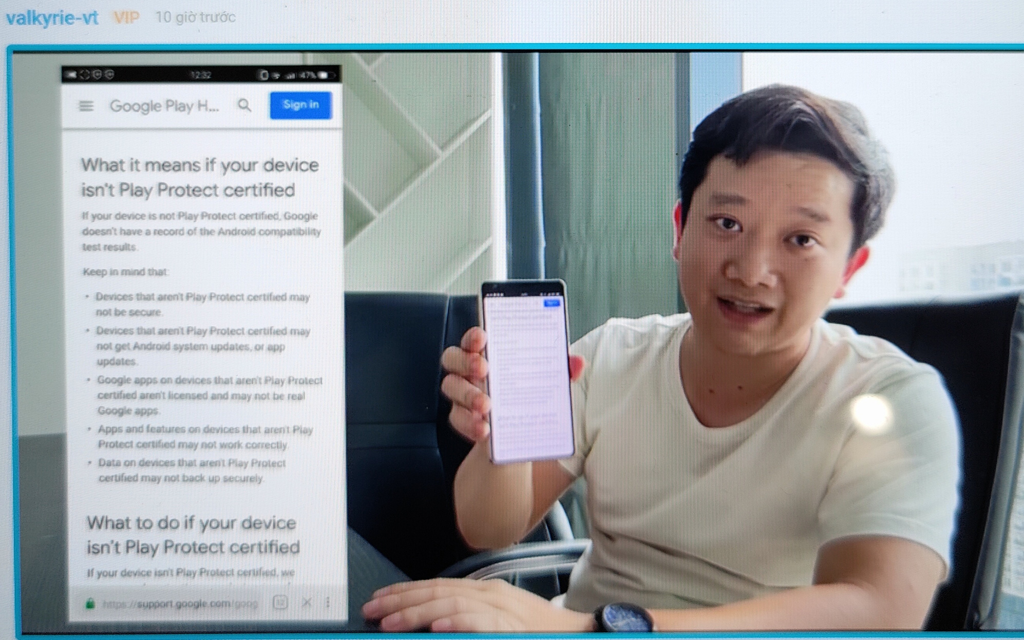 "Vọc sĩ" Valkyrie-VT và khuyến cáo của Google khi hệ điều hành không có chứng nhận Play Protect
