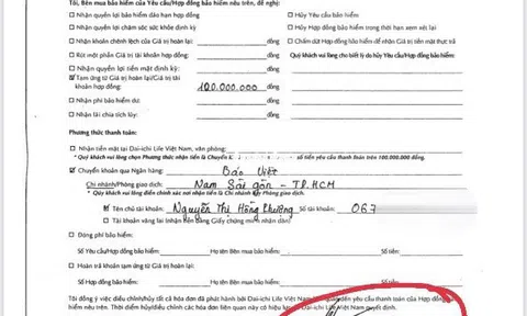 Khách hàng tố bị nhân viên công ty bảo hiểm giả chữ ký, tự ý rút 100 triệu đồng