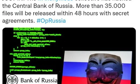 Anonymous dọa tung thông tin mật của Ngân hàng Trung ương Nga