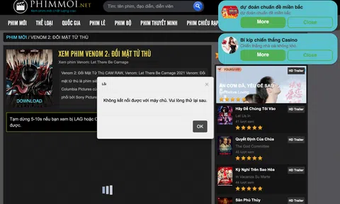 Phimmoi lại tắt kết nối máy chủ với tên miền mới