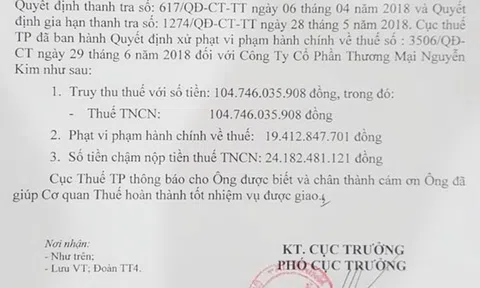 Điện máy Nguyễn Kim bị xử phạt, truy thu thuế hơn 148 tỉ đồng