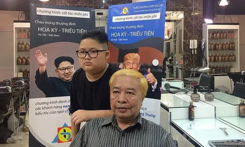 Hà Nội: Cắt kiểu tóc Donal Trump và Kim Jong Un miễn phí