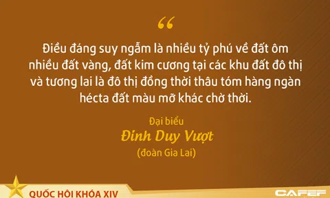 Phát ngôn làm nóng nghị trường: Nhiều tỷ phú ôm đất vàng, đất kim cương để chờ thời!