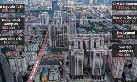 20 tòa chung cư chen chúc trên tuyến đường 720 m tại Hà Nội